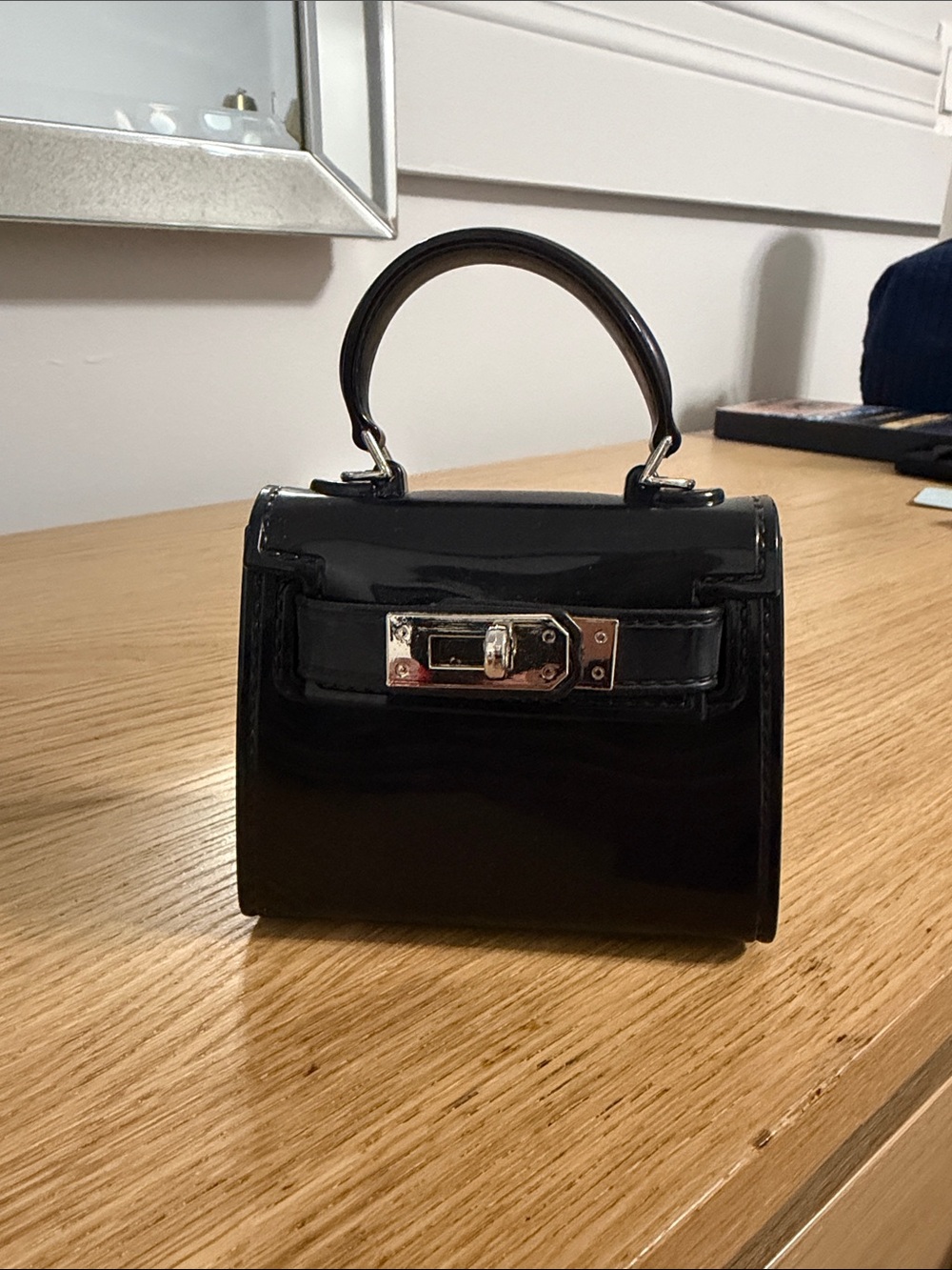 Steve Madden Black Patent Top-Handle Mini Satchel - Elegant Women's Bag
